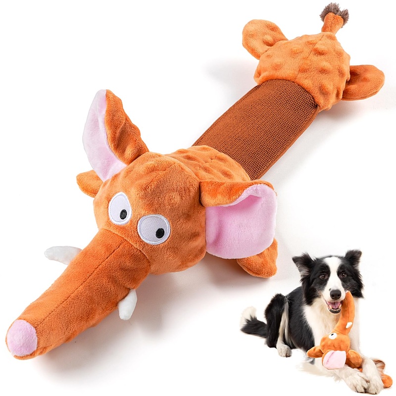 Sedioso Extra Large Dog Toy, Durable Dog Toy for Large Breed, 21.6 Inch Tug of War Dog Interactive Toy, Stuffed Animal Dog Chew Toy with Crinkle Paper for Small, Middle and Big Dogs(Elephant) Brown Elephant