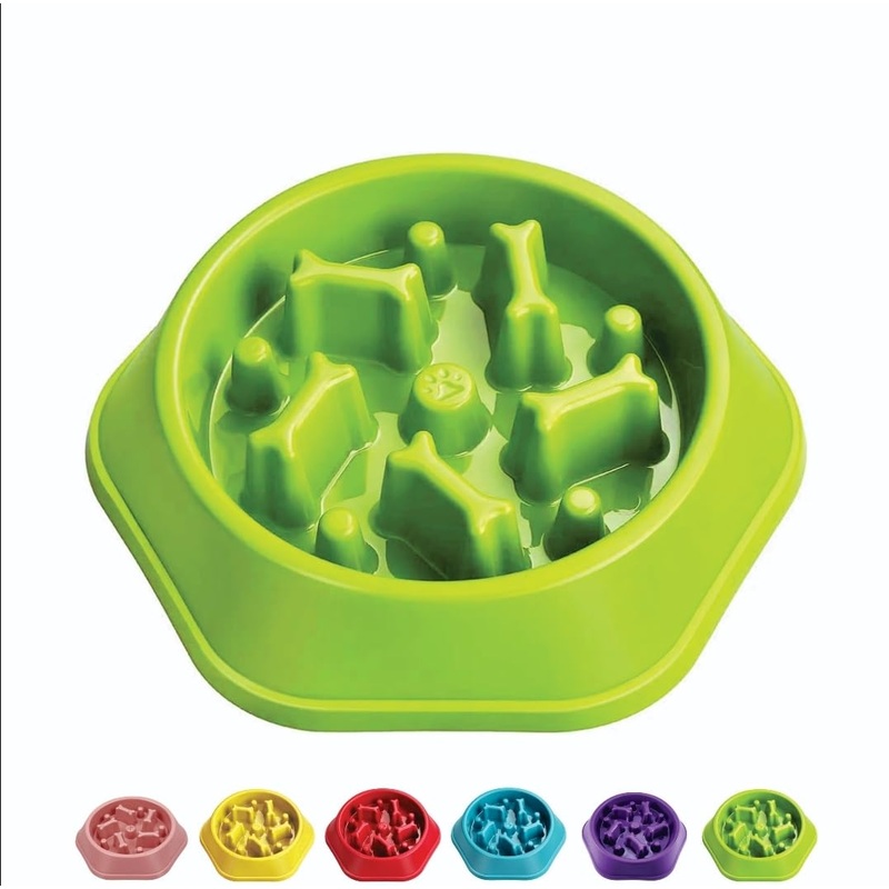 Sefa Slow Feeder Dog Bowl for Small/Medium Dogs, Anti-Choking Slow Feeder Bowl, Slow Feeding Puzzle Bowl, Anti-Slip Dog Bowl with Interactive Bone Shape Food Design, Polypropylene Material. (Green) Green