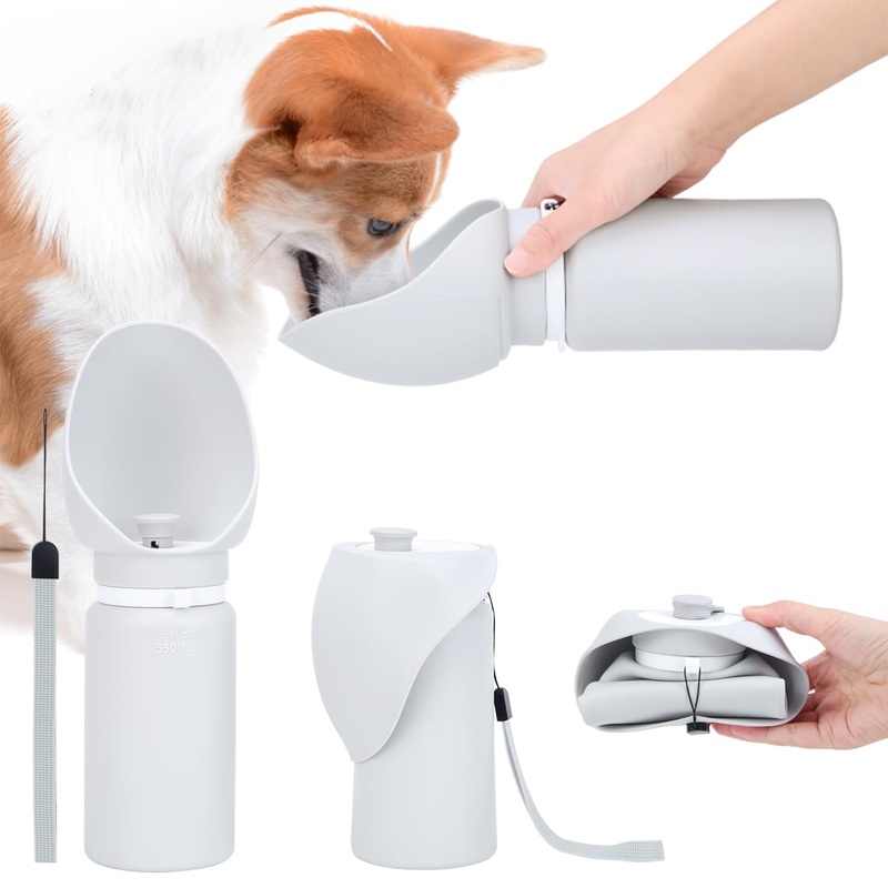 Silicone Dog Water Bottle, Lightweight Dog Portable Water Carrier, Collapsible Dog Bowls and Bottle | Flip Water Bottles for Dogs | Ideal Item of Dog Travel Kit
