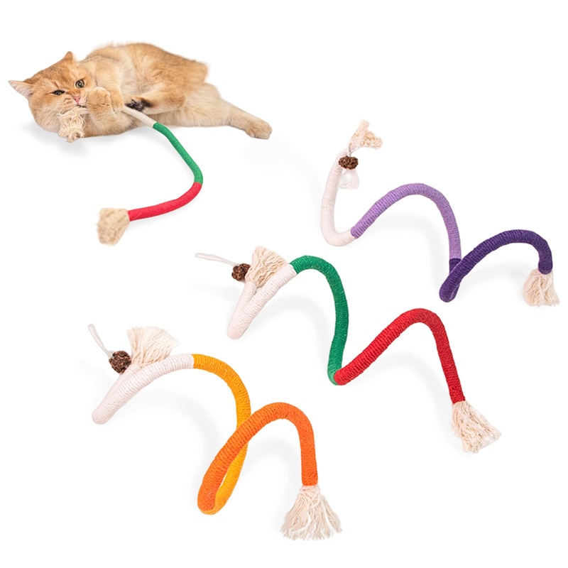 Sisal Rope Cat Toys,3 Pack Bite-Resistant Catnip Toys,Cat Toys for Bored Indoor Cats, Safe Teeth Cleaning Chew Cat Toy,Interactive Cat Kicker Toys for Indoor Cats, Kitten Toys 27″ All Breeds