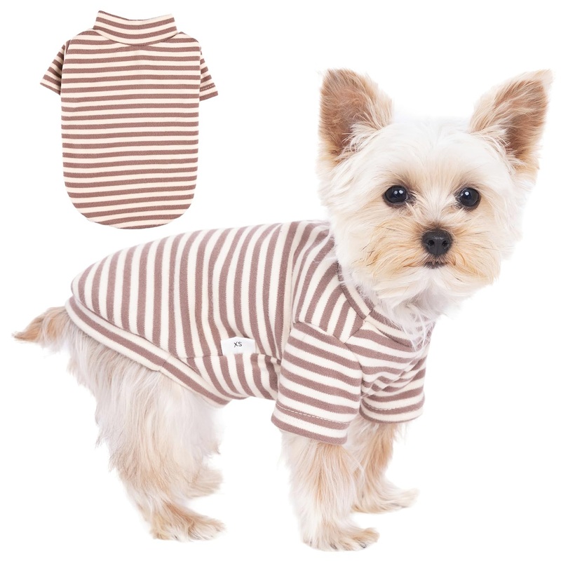 Stripe Shirt for Small Dogs, Soft Stretchy Two-Legged Shirt for Puppy Kitty Cats, Shirt Teacup Chihuahua Yorkie Toy Poodle (Large) Large