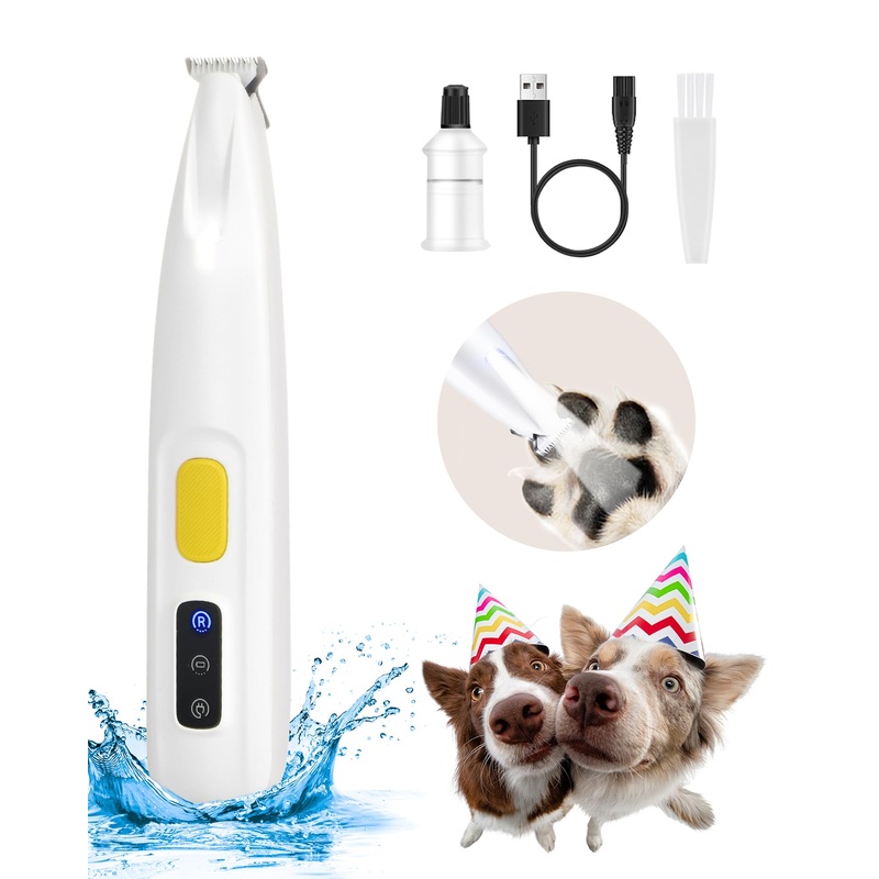 Upgraded Dog Paw Trimmer with LED Light, 18mm Widen Blade, 35dB Low Noise, LED Display, Fully Waterproof, Rechargeable Clipper for Dogs Cats Trimming Paws, Eyes, Ears, Face, and Rump