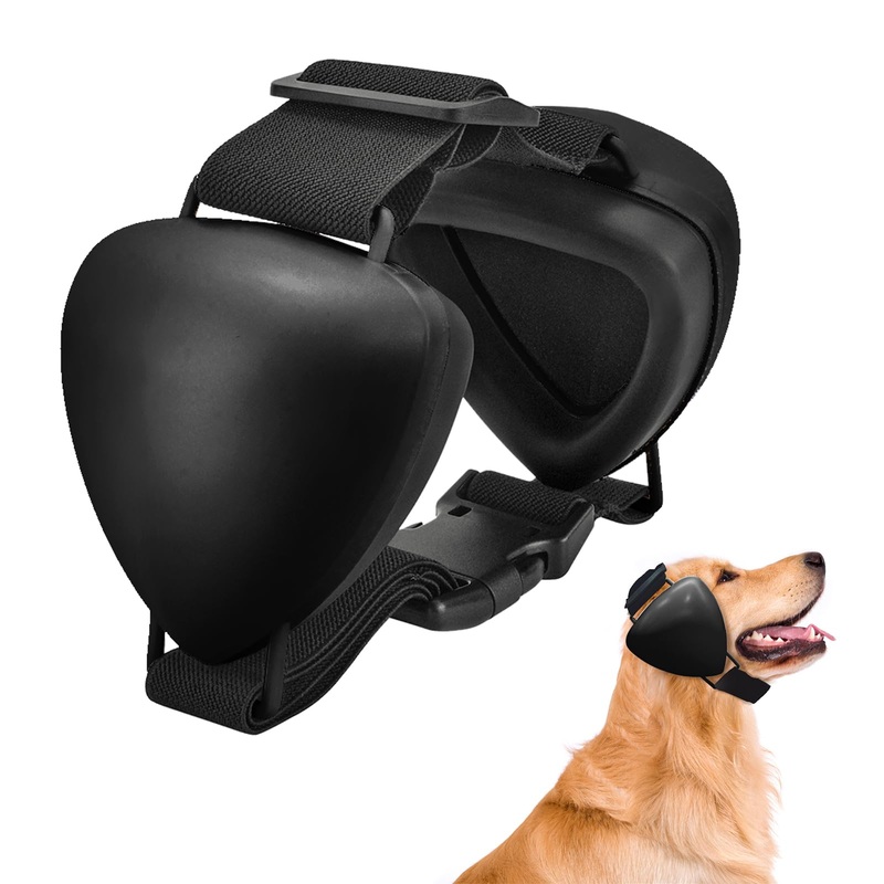 ZOHAN Dog Ear Muffs for Noise Protection, Comfort Dog Noise Cancelling Ear Muffs with Fast Snap Lock for Fireworks, Thunder, Vacuums Black-m