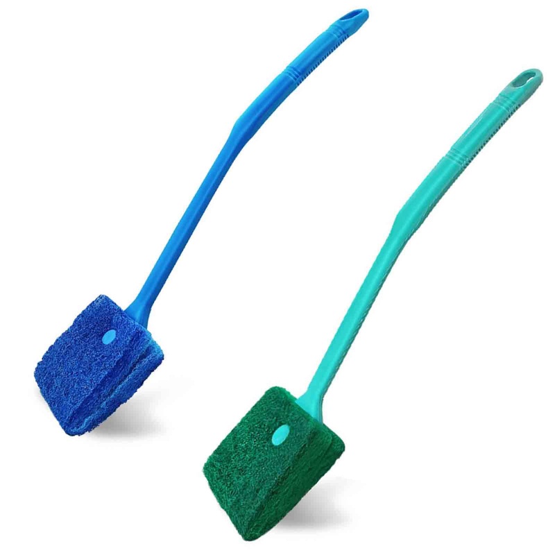 2 PCS Aquarium Fish Tank Brush, Aquarium Fish Tank Algae Cleaning Brush with Non-Slip Handle, Sponge Scrubber Cleaner for Glass Aquariums and Home Kitchen
