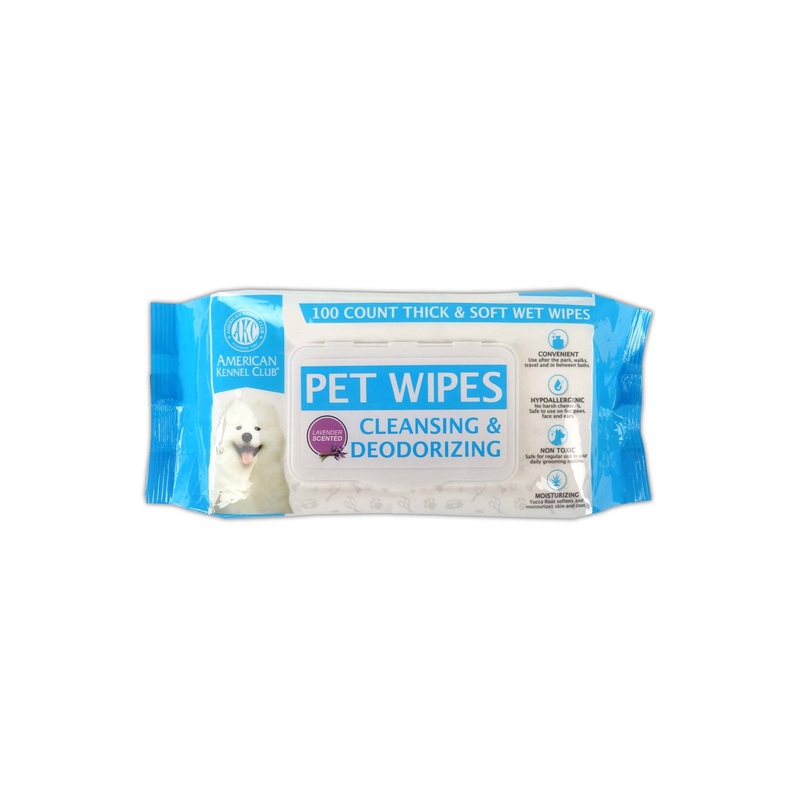 American Kennel Club AKC Dog Wipes for Cleansing & Deodorizing Great for Face, Ears, Paws, Body, & Butt – Lavender Scented – 100pk