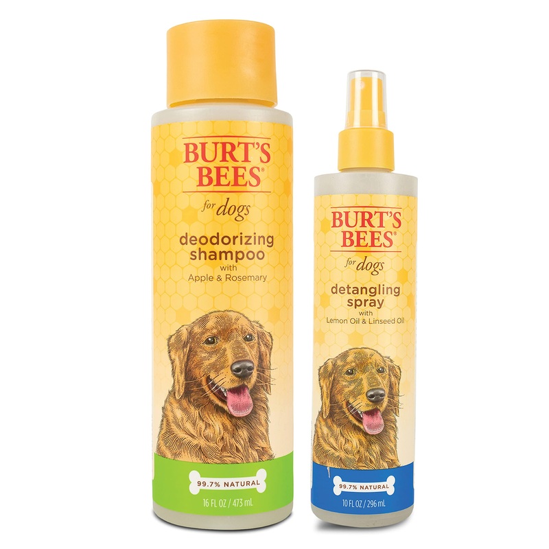 Burt’s Bees for Dogs All Natural Deodorizing Shampoos & Sprays | No More Smelly Dogs | Cruelty Free Bundle Dog Shampoo and Detangling Spray to Cleanse Dog Coats and Detangle Mats and Knots Deodorizing Shampoo and Detangling Spray