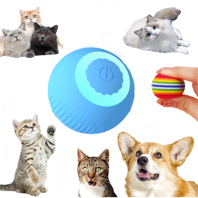 cat Toy Two-Piece Set-Wloom Power Ball 2.0 -Red Rainbow Cat Toy Balls Soft Interactive Indoor Kittens Favorite Toys .Small Dogs Toy Balls Activity Chase Quiet Play Sponge Ball