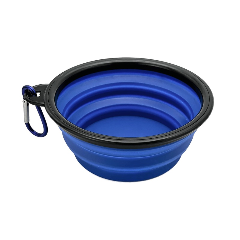 Cutie’s PetBox Collapsible Travel Water & Food Bowl for Dogs and Cats, 12oz 350ml Volume, Full Height 2″ (Blue) Blue