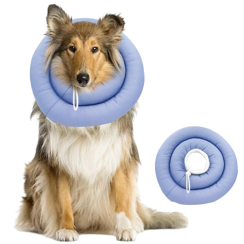Dog Cone for Medium Dogs, Comfortable Adjustable Soft Dog Cone Replacement After SurgerySuitable for Small and Medium Sized Dogs (Blue, L)