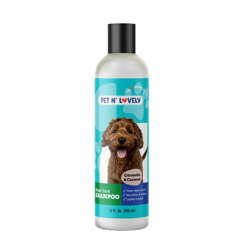 Pet N’ Lovely Repel Care PET Shampoo | Helps Keep Insects Away Naturally | for Dogs and Cats | Nourishes & Softens | Lightly Scented | Citronella & Coconut | Natural | 12 Fl. Oz., Clear