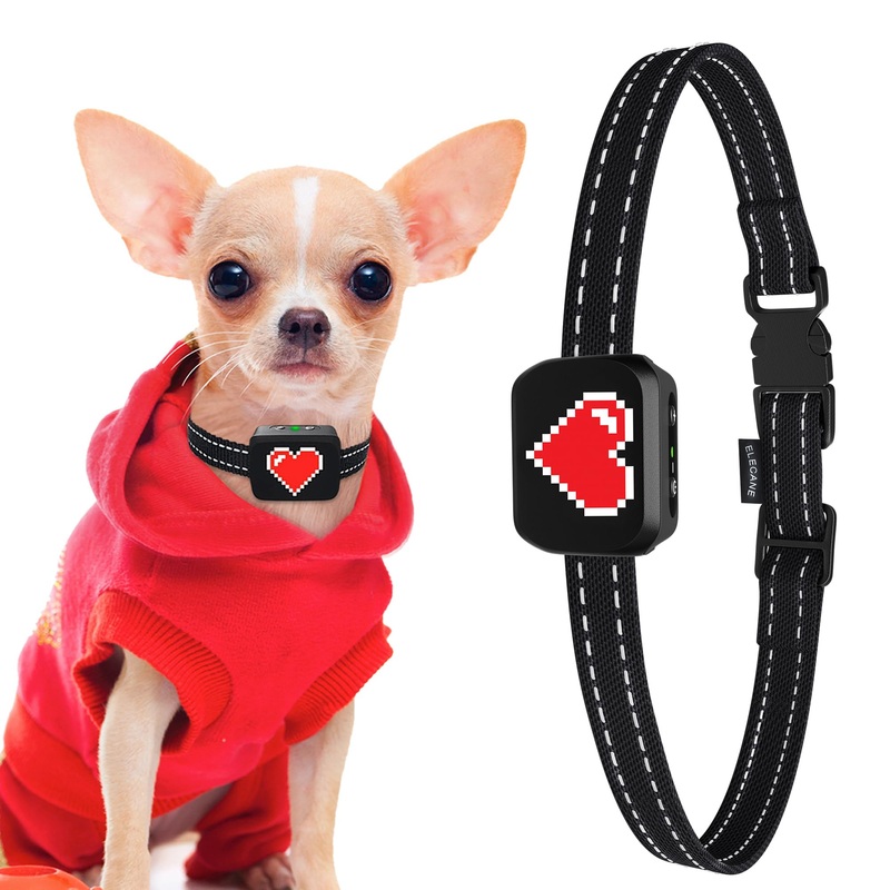 Small Dog Bark Collar Rechargeable  Smallest Bark Collar for Small Dogs 5-15lbs – Most Humane Stop Barking Collar – Dog Training No Shock Anti Bark Collar – Pet Bark Control Device (Black) Black