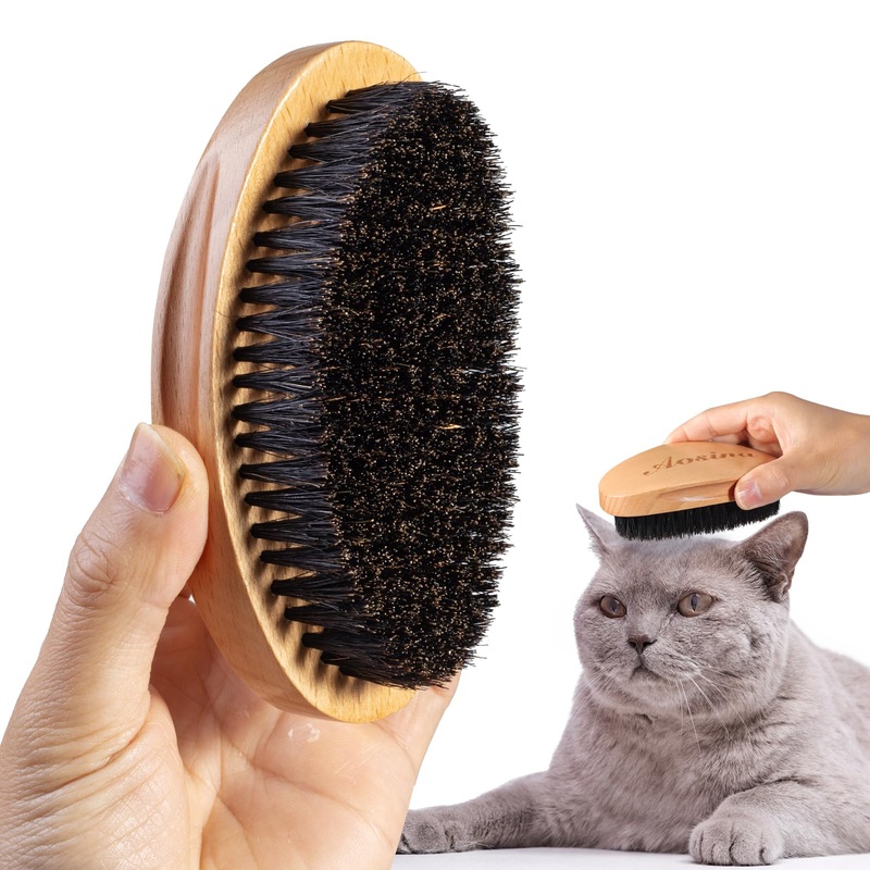 Ultimate Cat Brush for Shedding Control- Professional Cat Grooming Brush with Soft Boar Bristles – Cat Brushes for Indoor Cats- Promotes Healthy Coat and Relaxing Massages