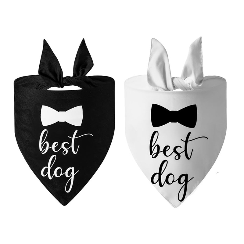 2 Pack Dog Bandana for Wedding Engagement and Birthday,Triangle Pet Scarf for Dog Lovers,Suitable for Small Medium Large Boy Girl Dog.