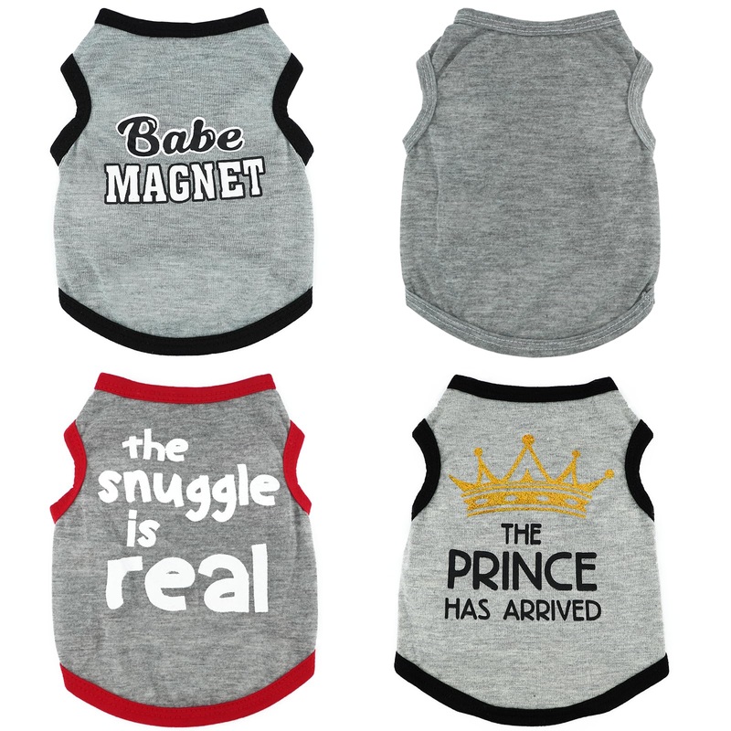 4 Pieces Dog Clothes for Small Dogs Dog Shirts Vest Puppy Printed Sweatshirt Pet Pullover Vest Soft and Lightweight Puppy Clothes Spring Summer Dog Sleeveless T-Shirts (Gray, X-Small) Gray