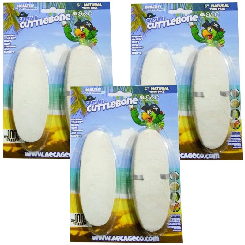 A&E Cage Company Captain Cuttlebone, 5 Inch, Healthy Calcium Supplement for Finches, Canaries, Parakeets, and Lovebirds (6 Pack – 5 Inch)