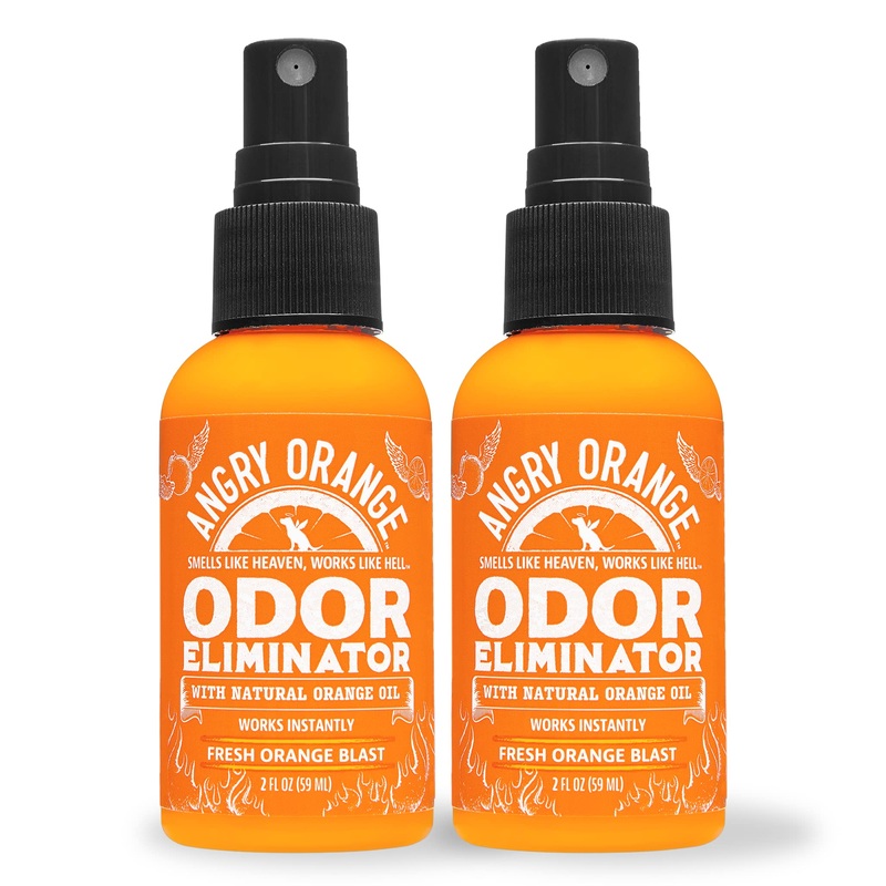 ANGRY ORANGE Pet Odor Eliminator Travel and Trial Size for Dog Urine – Citrus – 2 oz – Portable 2 Pack