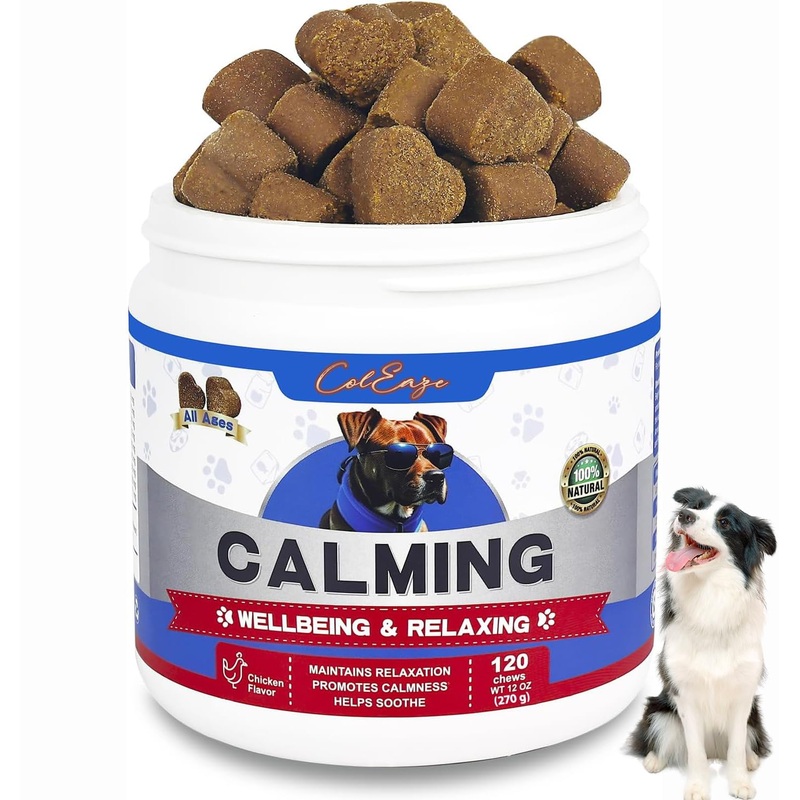 Calming Chews for Dogs – Dog Calming Chews – Anxiety Relief Treats – Calming Supplements for Dogs – Calming Bites Help Reduce Stress and Promote Relaxation, 120 Count Chicken Flavor
