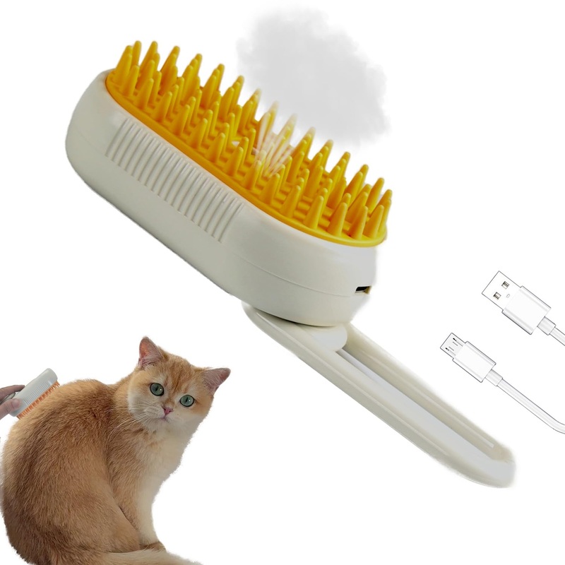 Cat Steam Brush, PetSteam Brush for Cats and Dogs, Pet Hair Removal and Grooming Tool with 3 in 1 Function, Pet Supplies for Small Medium Large Dogs and Cats