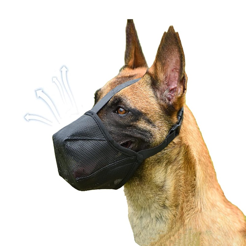 Dog Muzzle, Mesh Soft Muzzle for Small Medium Large Dogs, Dog Mouth Guard, Adjustable Muzzles for Scavenging Biting Licking and Chewing, Allows Panting and Drinking(L) L(Snout: 10″-12″)