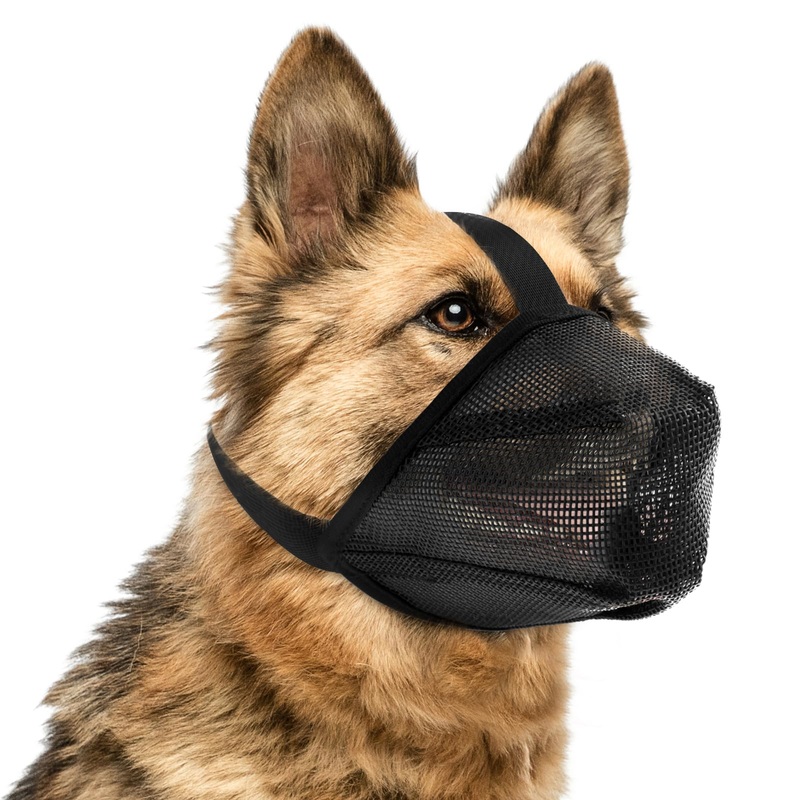 Dog Muzzle, Soft Mesh Breathable Adjustable Puppy Anti Biting Barking Licking Chewing Mouth Cover, Allows Panting and Drinking Pets Mouth Guard for Small Medium Large Dogs (Large)
