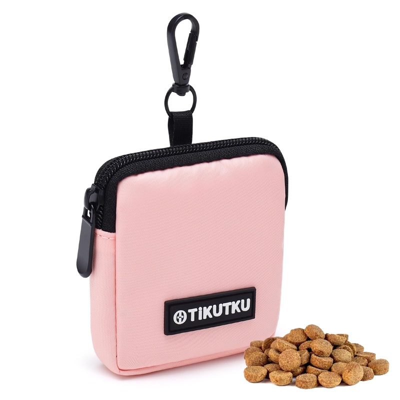 Dog Treat Pouch, Dog Treat Pouches for Pet Yraining, portablefor Small Dogs Dog Training Treat Pouch, Dog Treat Pouches with Clip for Outdoor Dog Walking/Pet Dog Training (Pink) Pink