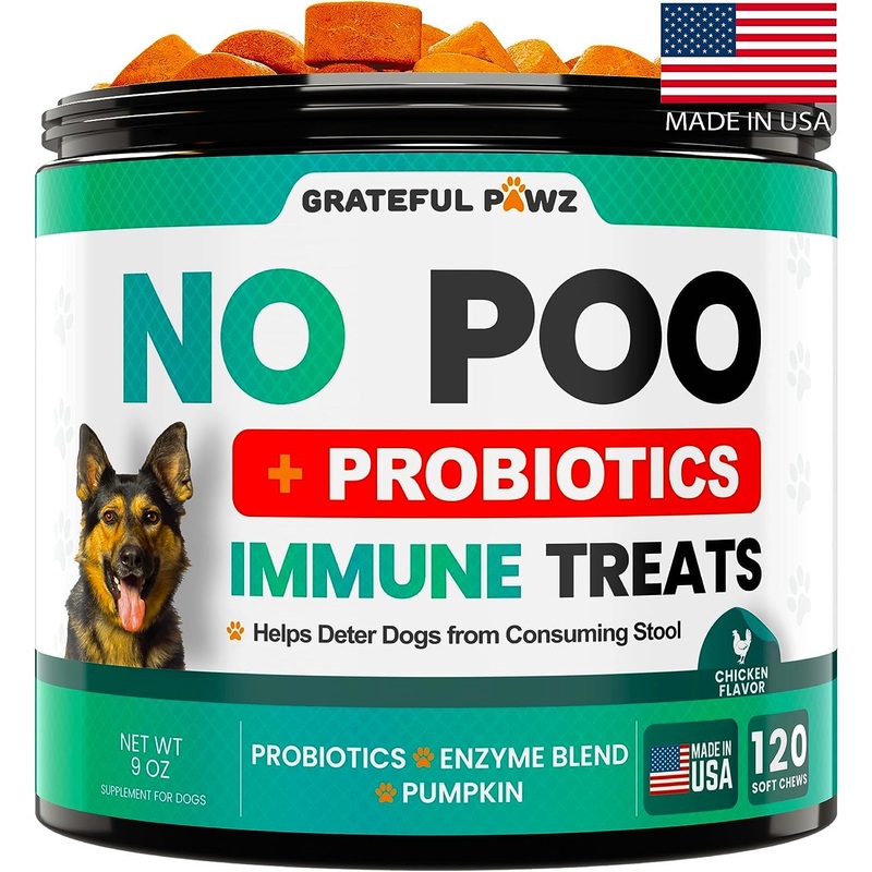Grateful Pawz No Poo Chews for Dogs – Coprophagia Stool Eating Deterrent for Dogs -120 Chews Prevent Dog from Eating Poop – Stop Eating Poop for Dogs Supplement