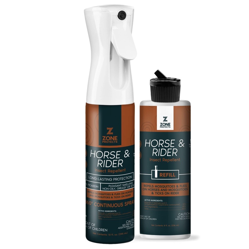 Horse & Rider Insect and Fly Repellent  10oz Continuous Spray + 8oz Refill Combo, Picaridin-Based, DEET-Free, Permethrin-Free, Fly Repellent