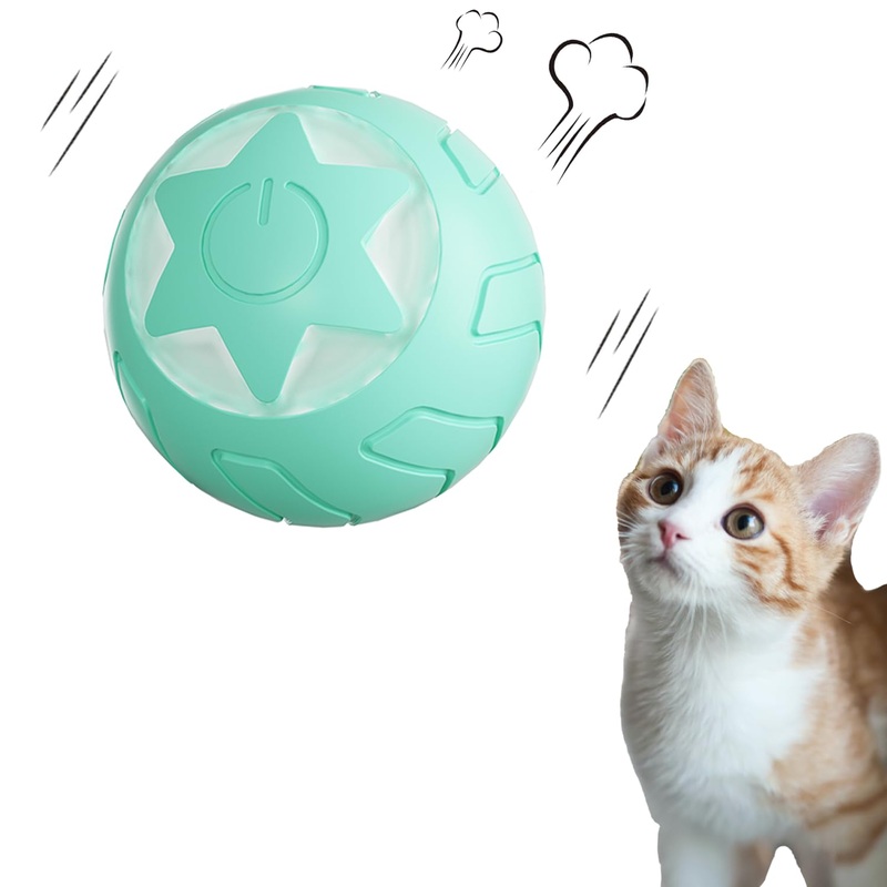 Interactive Cat Toy Ball with LED Light, Wloom Automatic Moving Cat Toy Powerball 2.0 for Cats & Dogs, Indoor Entertainment & Movement Stimulation, Ideal Toy for Cats Kitten (Blue) Blue