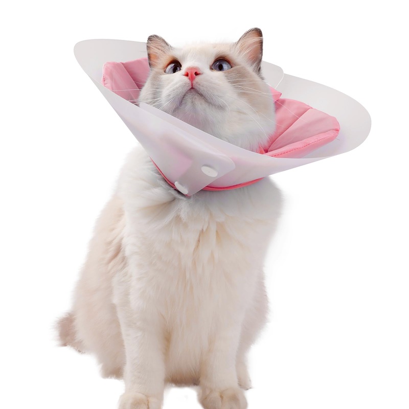 KUDES Dual Layer Cat Cone, Dual-Purpose Model Lightweight All-Around Protective Neck After Surgery E Collar to Wound (Pink M (7.8inch- 13.3inch)) Pink M (7.8inch- 13.3inch)