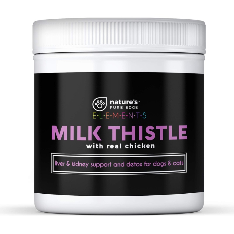 Nature’s Pure Edge Milk Thistle Supplement with Real Chicken. Extra Strength Liver and Kidney Detox. Dogs and Cats Love The Taste. Kidney Stone Prevention and Allergy Relief. Large 85 gram jar!