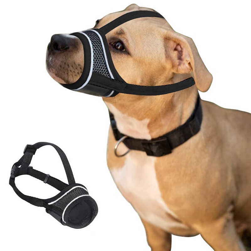 New Dog Muzzle, Mesh Muzzle for Dogs Breathable Drinkable, Grooming Muzzle No Barking Biting Anti Drop Adjustable Reflective Strap, Soft Pet Muzzles for Puppy Small Medium Sized