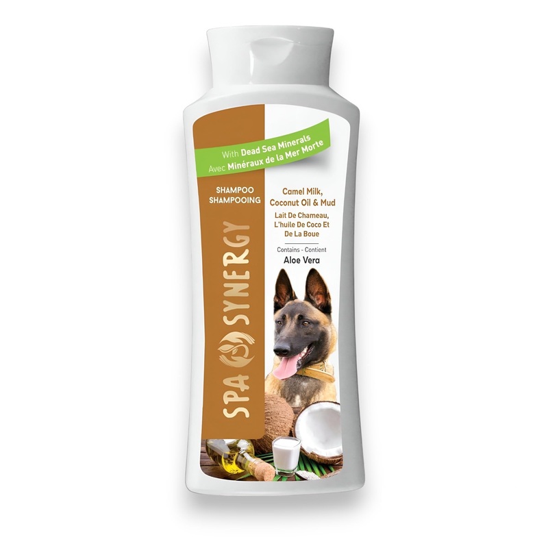 Pet Dog Shampoo Mud and Natural Dead Sea Mineral Rich, Aloe Vera & Vitamin-E, Soothing, Soften, Anti Dandruff, Cleansing- Camel Milk & Coconut Oil – (1) Bottle 16.5 FL OZ