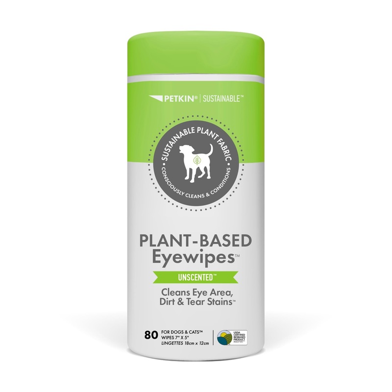 Petkin Plant-Based Eyewipes, 80 Wipes – Biobased & Sustainable Pet Eye Wipes for Dogs & Cats – Cleans Eye Area, Dirt & Tear Stains – Consciously Cleans & Conditions – Easy to Use – Unscented 1