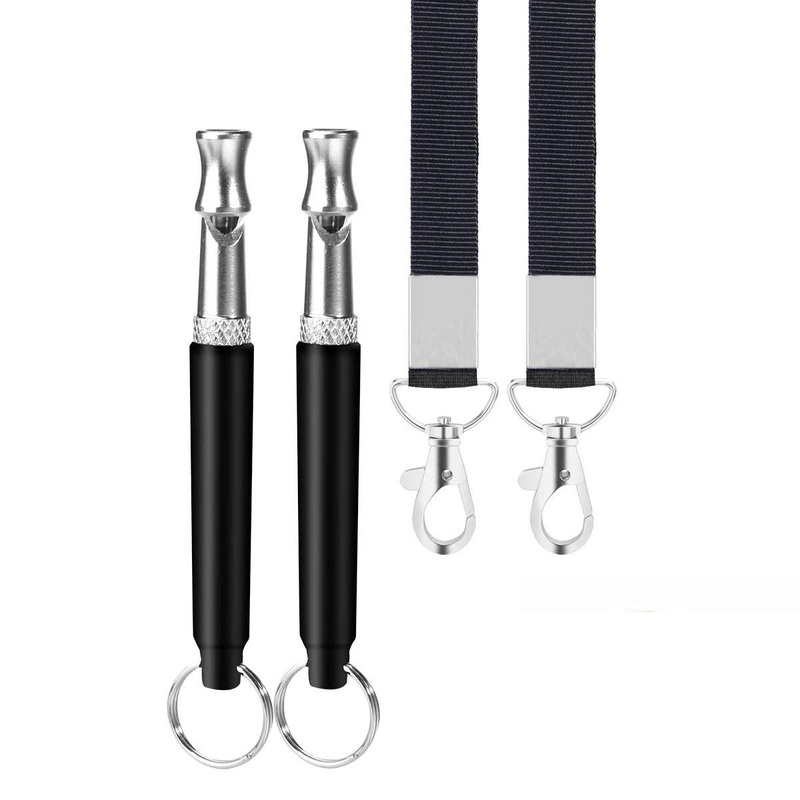 PRAKSHI 2Pack Dog Whistle, Dog Whistle to Stop Barking Neighbors Dog, Adjustable Ultrasonic Silent Dog Whistle, Professional Recall Dog Training Whistles, with Lanyard (Black)