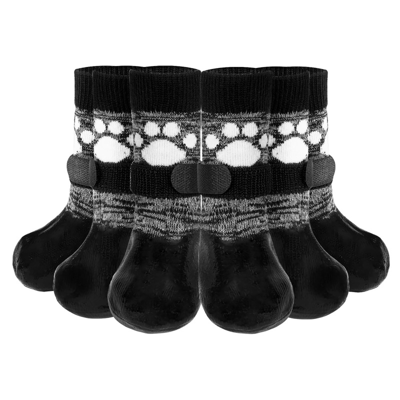 SCENEREAL Dog Boots Shoes & Paw Protectors, Anti Slip Dog Socks with Grippers to Prevent Licking Paws for Medium Large Senior Old Dogs, Waterproof Shoes for Snow Rain Hardwood Floor Cold/Hot Pavement XL(Pack of 6)