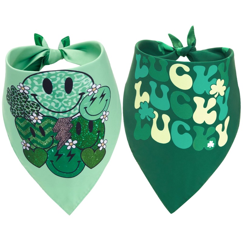 St Patrick’s Day Dog Bandanas, St Patrick’s Day Dog Outfits Dcor Gifts, Medium Large Dog Scarf, Pack of 2.