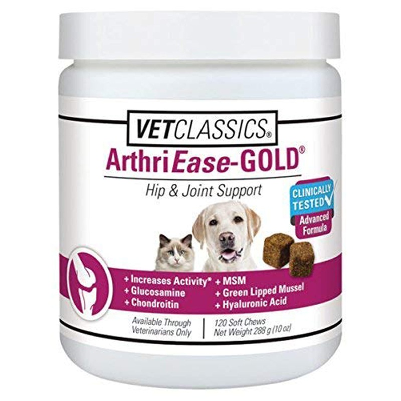 Vet Classics ArthriEASE-Gold Advanced Joint Support for Dogs, Cats,  Supports Pet Flexibility, Discomfort  Helps Improve Dog Joint Movement, Cat Cartilage Health – Includes Antioxidants  120 Ct. 120 Soft Chews
