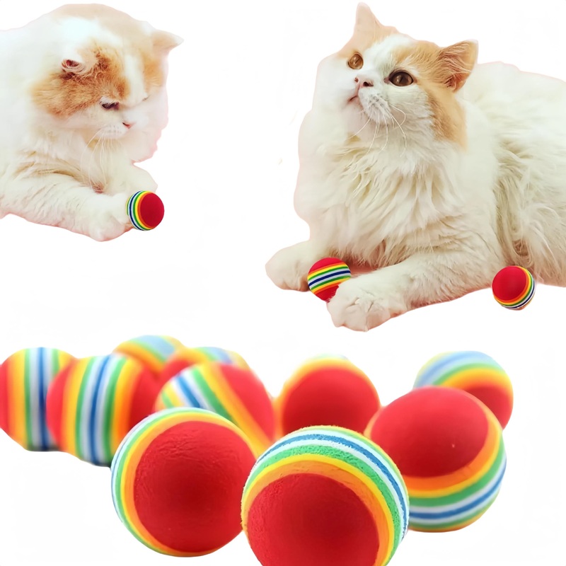 10 pcs Larger 1.38 “Soft EVA Foam Interactive Indoor Quiet Toy Balls, 35mm Diameter Dog and cat Toy Balls Quiet Toy Balls for Pets to Play Alone.Kittens Toys.Cat Toy Sponge Ball.