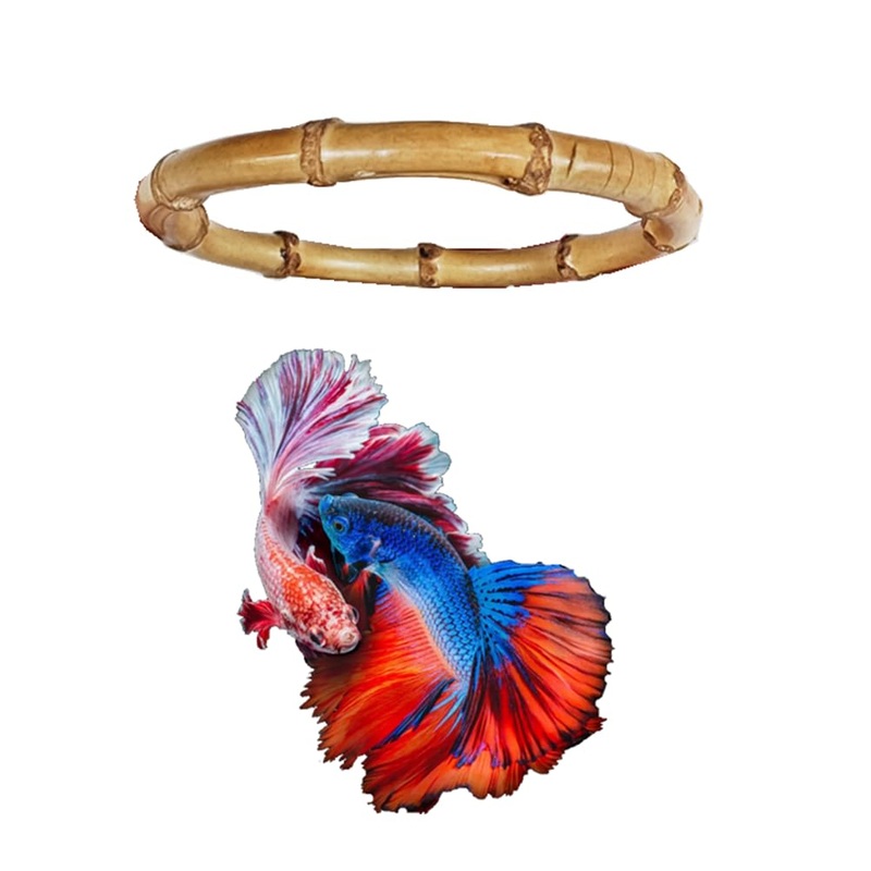 2-Pack 4.5” Handmade Natural Bamboo Aquarium Feeding Ring Natural Floating Plant Corral for Floating Plant Aquariums and Fish Tanks 4.5”