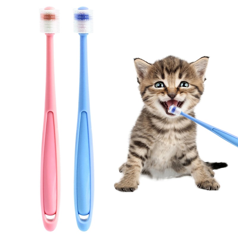 2 Pcs Dog Toothbrush 360 Degree Cleaning Soft Bristled Pet Brush Suitable for Small Dog and Cat Tooth Silicone Antislip Pet Cleaning Tool Dental Care Toothbrush Can Deep Clean Bad Breath
