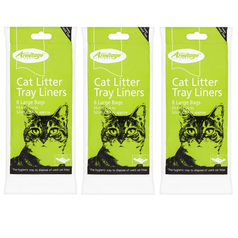 3 PACK CAT LITTER TRAY LINERS BAGS LARGE LINER ARMITAGE BULK DEAL (3 X 6=18 LINERS)