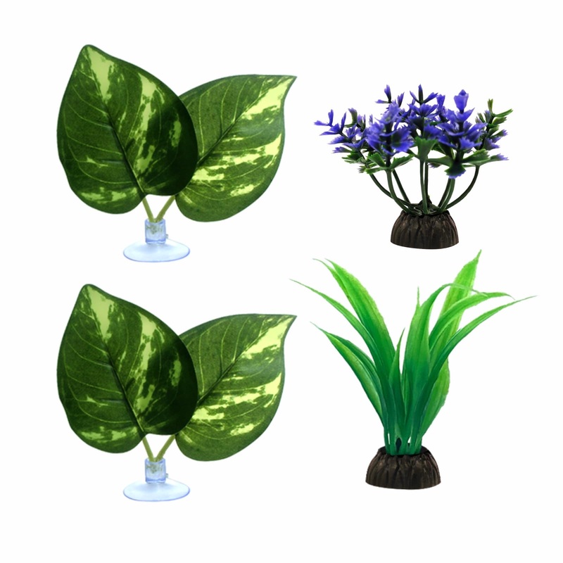4 Pack Small Aquarium Artificial Plants, Betta Fish Leaf Pad, The Natural Habitat for Betta Spawning Grounds, Fish Tank Decorations (4pcs/ABC) 4pcs/Abc