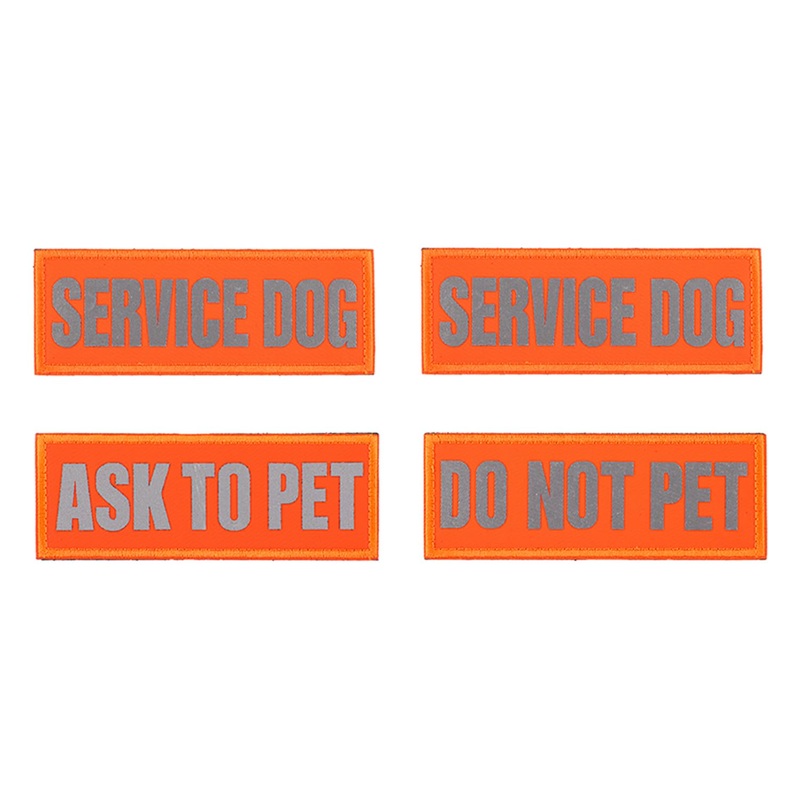 4Pcs Service Dog in Training Patches Highly Reflective Service Dog Harness Patches Do Not Pet Dog Patches Ask to Pet Patches for Dog Harness (Orange)