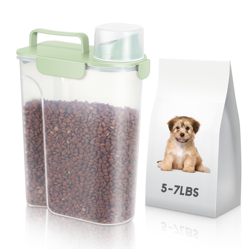 5-10Lbs Dog Food Storage Container with Upgraded Large Nozzle BPA-free, 4 Snap Seals Plastic Pet Food Storage Container with Handles are Easy to Clean and Carry