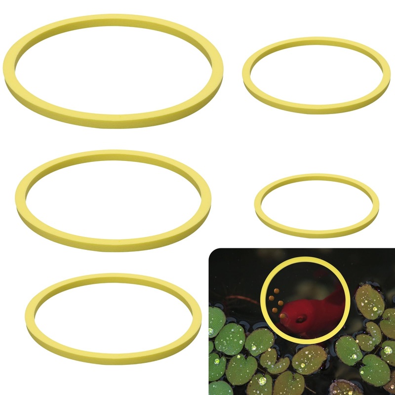 5pcs Aquarium Floating Plant Feed Rings, Round Floating Plant Corral 5 Size Fish Feeding Rings Fish Tank Plant Fence Keep Floating Plants in Place (Yellow)