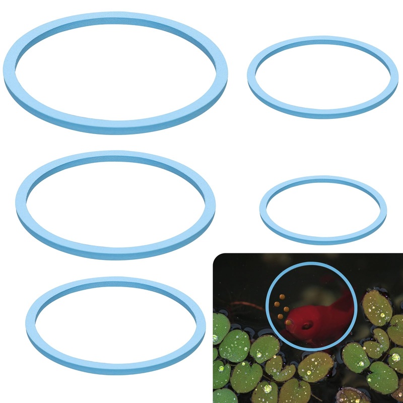 5pcs Aquarium Floating Plant Rings, Foam Round Fish Feeding Rings 5 Size Floating Plant Corral Fish Tank Food Ring Keep Floating Plants in Place (Blue)