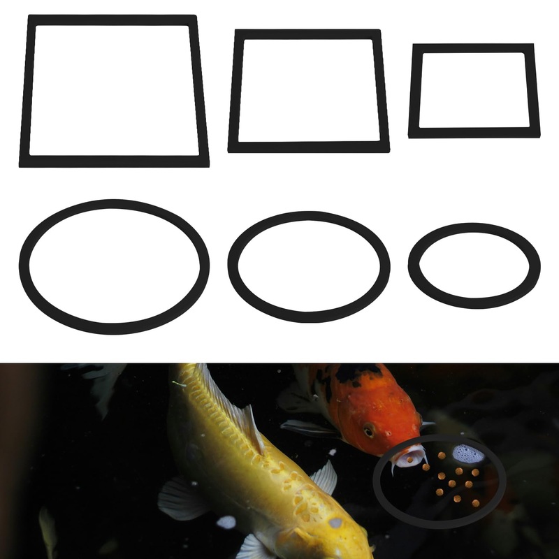 6pcs Fish Feeding Rings, Aquarium Floating Plant Rings, Round & Square Fish Feeder Rings Floating Plant Corral Fish Tank Plant Ring for Bettas, Goldfish, Turtle Aquarium Accessories (Black)