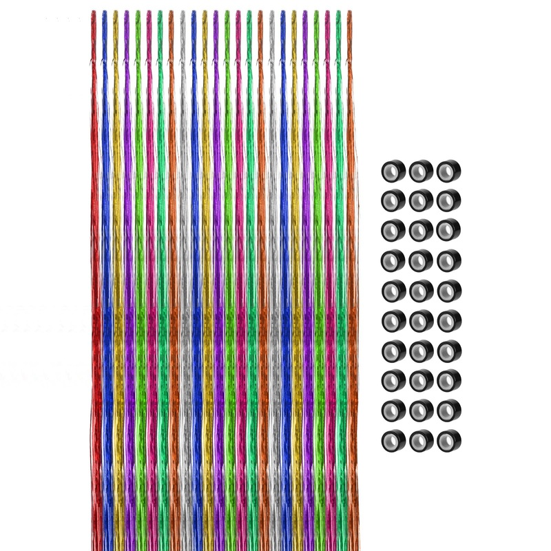 90pcs Horse Bling Accessory Set, Colorful Horse Mane and Tail Tinsel Tassel Horse Glitter Hair Extensions Bling Pony Hair Tinsel Decorations for Western Wedding Bride Horses Celebrations