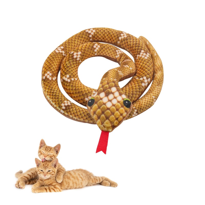 Andiker Cat Catnip Toys for Cats, 31inches Long Snake Cat Toy with Crinkle Sound for Indoor Cat Interactive Toy, Soft Plush Toy for Cat Exercising Playing Cat Chew Toy Orange