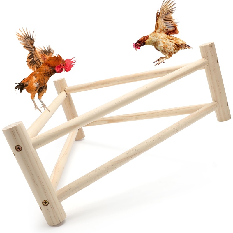 Chicken Toys for Coop Accessories,Double-Sided Flip Chick Training Perch Toys,Chicken Perches Roosting Bars,Chicken Roost Ladder Enrichment Toys(16.5”L x 6.45”H)